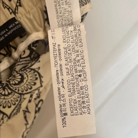 ZARA Cream and Black Paisley-Print Wide Leg Pants - Picture 6 of 7